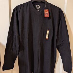 Haggar EZ's Men's Black Stripes Long Sleeve Pullover Sweater Cotton Size Small